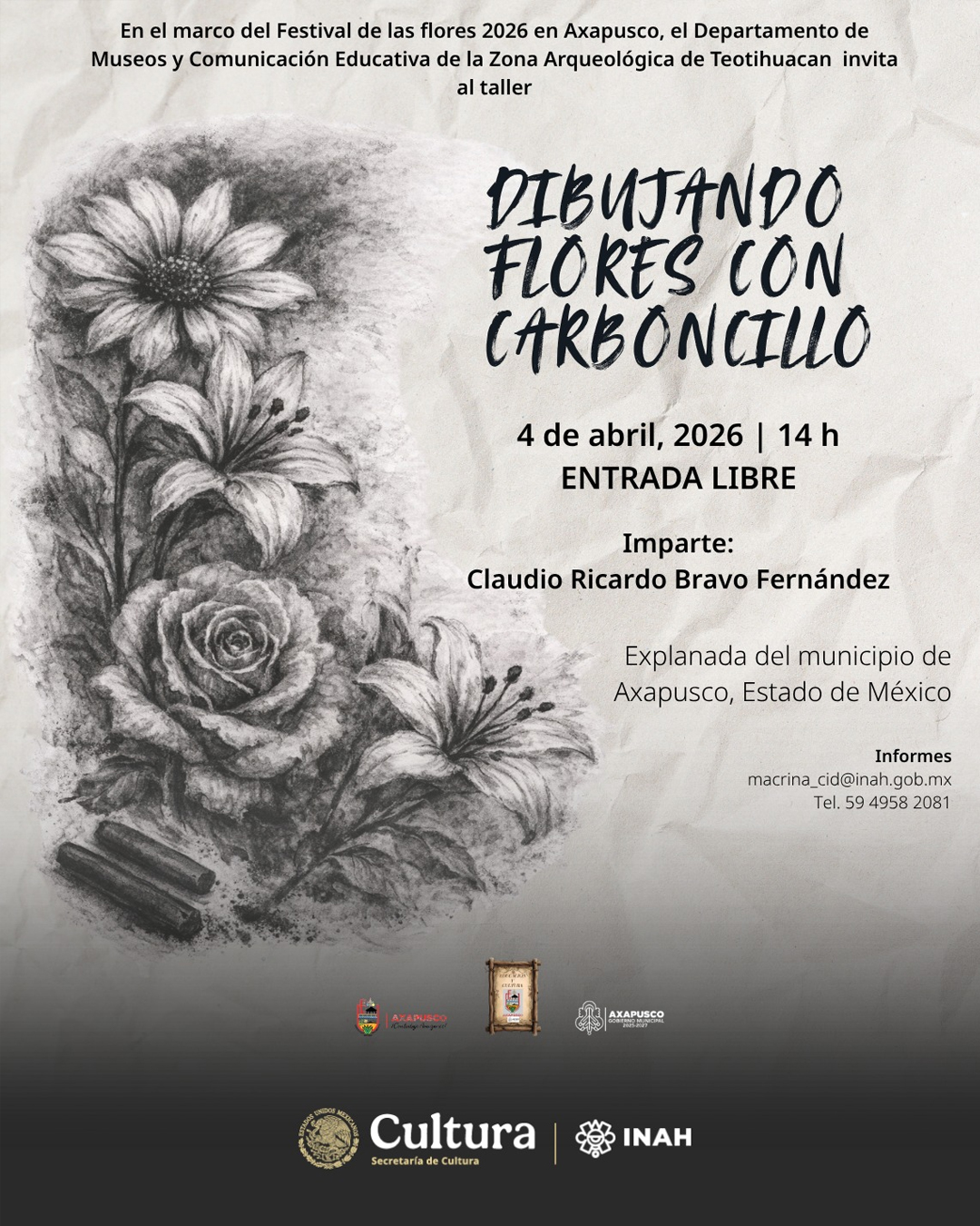 Taller dibujando Flores con Carboncillo